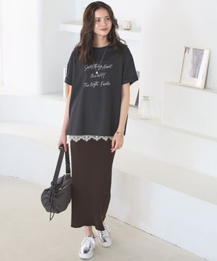 23区 【SLOW/一部店舗限定】ホールガーメント リブニット スカート ダークブラウン系