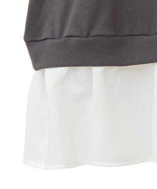 Green Parks 裾フリルドッキング５分袖プルオーバー Red