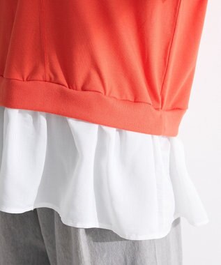 Green Parks 裾フリルドッキング５分袖プルオーバー Red