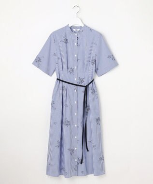 J.PRESS LADIES 【一枚で着映え】ストライプ×フラワープリント ワンピース