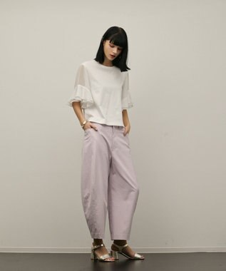 GRACE CONTINENTAL シフォンスリーブカットトップ ホワイト