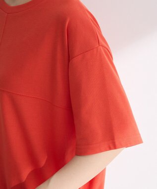 Green Parks 裾フリルドッキング５分袖プルオーバー Red