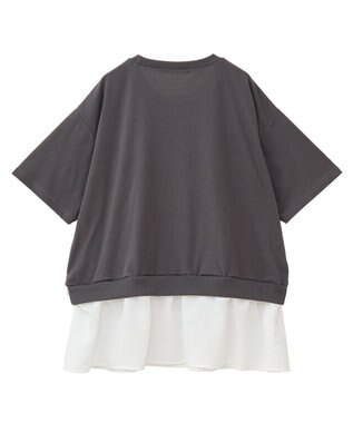 Green Parks 裾フリルドッキング５分袖プルオーバー Red