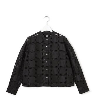 ICB L スクエアエンブロイダリー クロップドシャツ ブラック