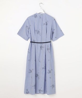 J.PRESS LADIES 【一枚で着映え】ストライプ×フラワープリント ワンピース ネイビーストライプ系