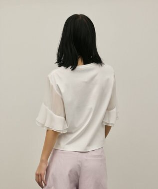 GRACE CONTINENTAL シフォンスリーブカットトップ ホワイト