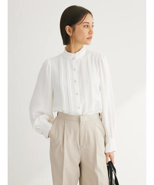 Green Parks ・ＥＬＥＮＣＡＲＥ　ＤＵＥ　ピンタックスタンドブラウス Off White