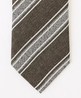 JOSEPH ABBOUD 【イタリア生地・日本製・麻×シルク】レジメンタル ネクタイ カーキ系2