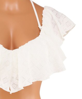 San-ai Resort（三愛水着楽園） 軽い着け心地でしっかり盛れる【楽盛り水着】　フリルワイヤービキニ　9M・11L　【San-ai Resort（サンアイリゾート）】 ホワイト