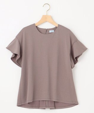 組曲 GIZAプレーティング天竺フリルスリーブ Tシャツ モカブラウン系