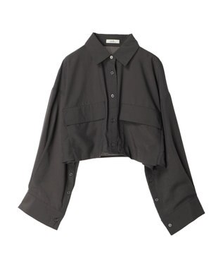 earth music&ecology ビッグポケットショートシャツ Charcoal Gray