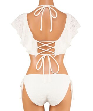 San-ai Resort（三愛水着楽園） 軽い着け心地でしっかり盛れる【楽盛り水着】　フリルワイヤービキニ　9M・11L　【San-ai Resort（サンアイリゾート）】 ホワイト