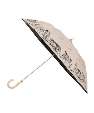 MOONBAT DAKS(ダックス) 晴雨兼用日傘 折りたたみ傘 街並み フワクール生地使用 ベージュ