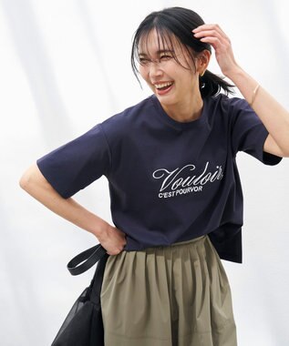 UNFILO BEAUTY FORM-Tコットン ロゴ半袖T ネイビー