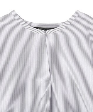 YECCA VECCA タックスリーブスキッパーブラウス Stripe White