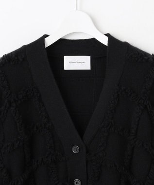 自由区 【カトリエムブーケ】Check frange フリンジカーディガン ブラック