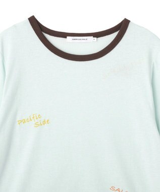 AMERICAN HOLIC ランダムロゴ刺繍リンガーTシャツ Mint