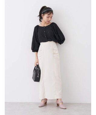 earth music&ecology フラワーレースブラウス Black