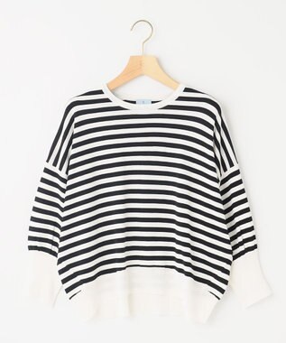 組曲 ドルマンスリーブ7分袖 ニットＴ ボーダー系1