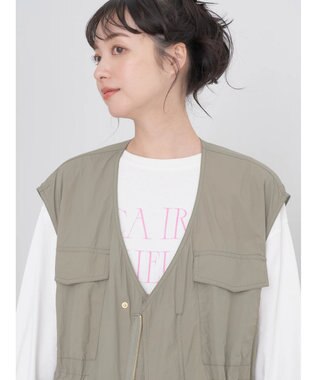 earth music&ecology ドロストコードジレ Khaki