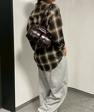 WEGO ベルト2ポケットデザインボストンバッグ ブラウン