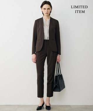 ICB L 【先行予約・WEB限定】BackSatinAmunzen 5分袖キーネックブラウス トープ×スクエアビット柄