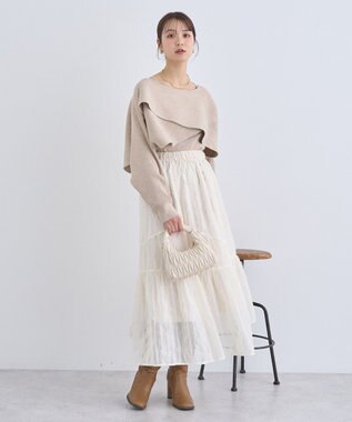 earth music&ecology ＳＥＴ２点クロスニット＋キャミソール Beige