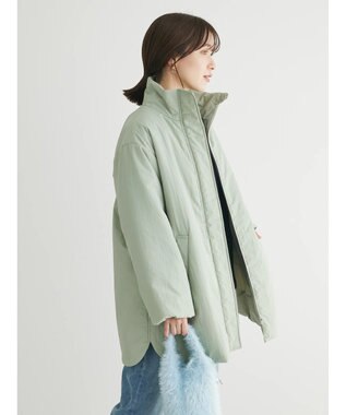 Green Parks 中わたスタンドカラーミドル丈ブルゾン Olive