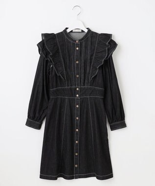 Feroux デニムミディ ワンピース ブラック系