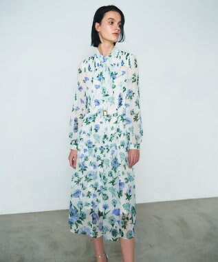 GRACE CONTINENTAL グラデフラワープリントワンピース キナリ