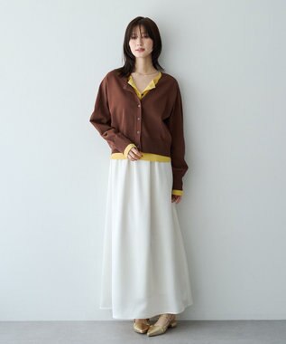 YECCA VECCA 2wayレイヤードクルーネックカーディガン Brown