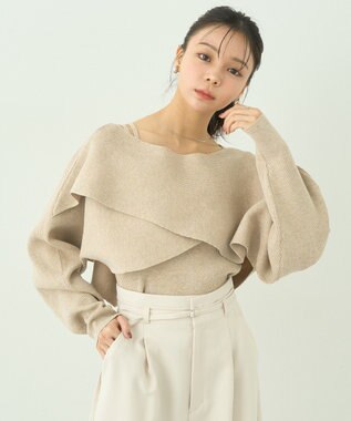 earth music&ecology ＳＥＴ２点クロスニット＋キャミソール Beige