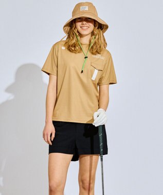 PW CIRCULUS 【吸水速乾 / UV遮蔽率96.3% UVカット / ストレッチ】【WOMEN】ポケットモックT ゴルフウェア レディース ベージュ系