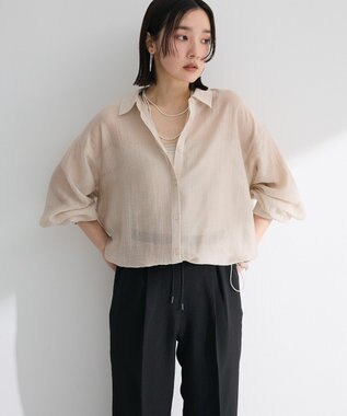 Green Parks 裾ドロストシアーシャツ Beige