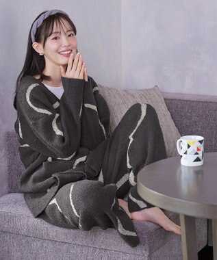 Tiaclasse ふわもちニュアンス配色ニットカーディガン チャコールグレー