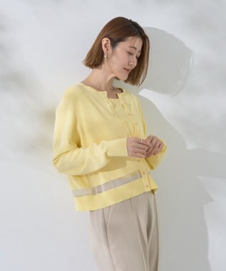 YECCA VECCA シアーMIXカーディガン Yellow