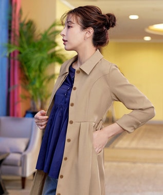 Tiaclasse L 【洗える】ステンカラードレスコート ベージュ