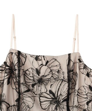 YECCA VECCA 【2点SET】フラワー柄スパンコール刺繍ドレス Ivory