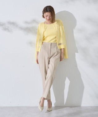 YECCA VECCA シアーMIXカーディガン Yellow