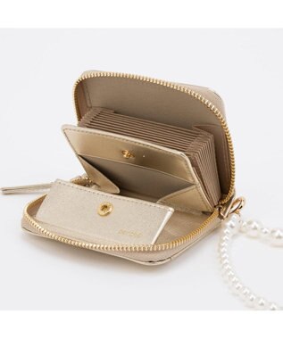 UNBILLION ペルケ perche / パール調ストラップ・ジャバラカードウォレット シルバー