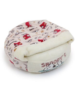 PET PARADISE スヌーピー  寝袋  丸型《うたたね柄》M 小型犬 径60cm ベージュ