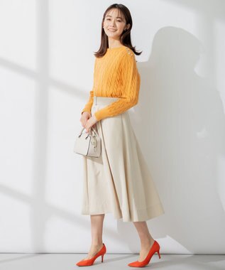 組曲 【ビジューボタン付き】SOBANE ケーブルプルオーバー ニット オレンジ系