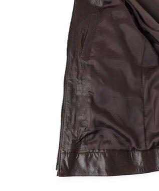 JOSEPH HOMME 【洗い加工】シュリンクエアレザー 　シングルライダースジャケット ダークブラウン系