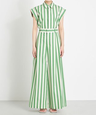 NAVE 【Nave 　洗える】ワイドストライプ　パンツ ライトグリーン系1