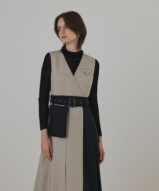 GRACE CONTINENTAL プリーツジャンパースカート ベージュ