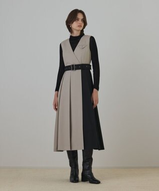 GRACE CONTINENTAL プリーツジャンパースカート ベージュ