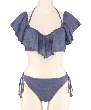 San-ai Resort（三愛水着楽園） 軽い着け心地でしっかり盛れる【楽盛り水着】　フリルワイヤービキニ　9M・11L　【San-ai Resort（サンアイリゾート）】 ブルー