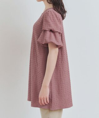 Tiaclasse 【洗える】変形バルーンスリーブカットソーチュニック ピンク