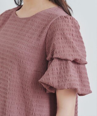 Tiaclasse 【洗える】変形バルーンスリーブカットソーチュニック ピンク