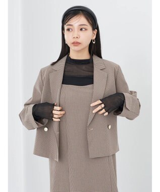 earth music&ecology ショートテーラードジャケット Check